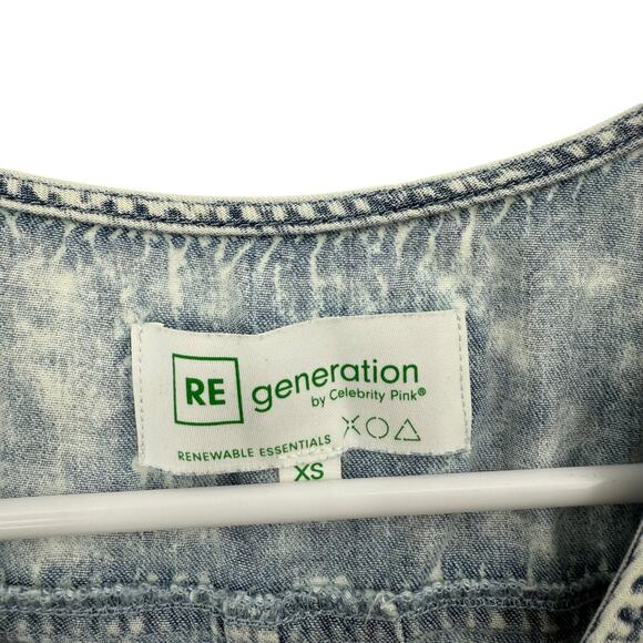 NEW Celebrity Pink Chambray Jumpsuit Size XS Acid Wash Denim Jogger One Piece - Picture 7 of 7